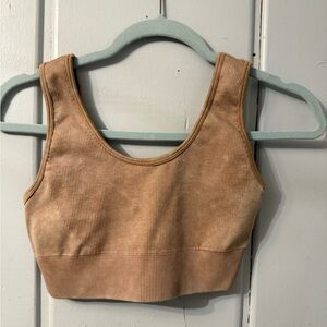 Tan Ribbed Sports Bra